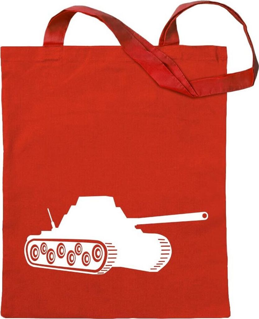 Kiwistar - Baumwolltasche - rot - Panzer Krieg Panzerfahrer - Tragetasche Stoffbeutel Umhängetasche Langer Henkel