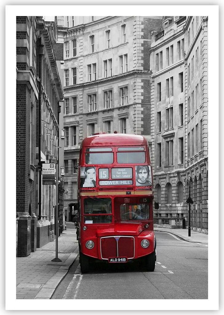 Poster - Poster ohne Rahmen - Bus england urlaub london - 70x100 cm - Wand Bild - Wanddeko - Wandbilder - Kunstposter - Wandposter - Bilder - Kunst...