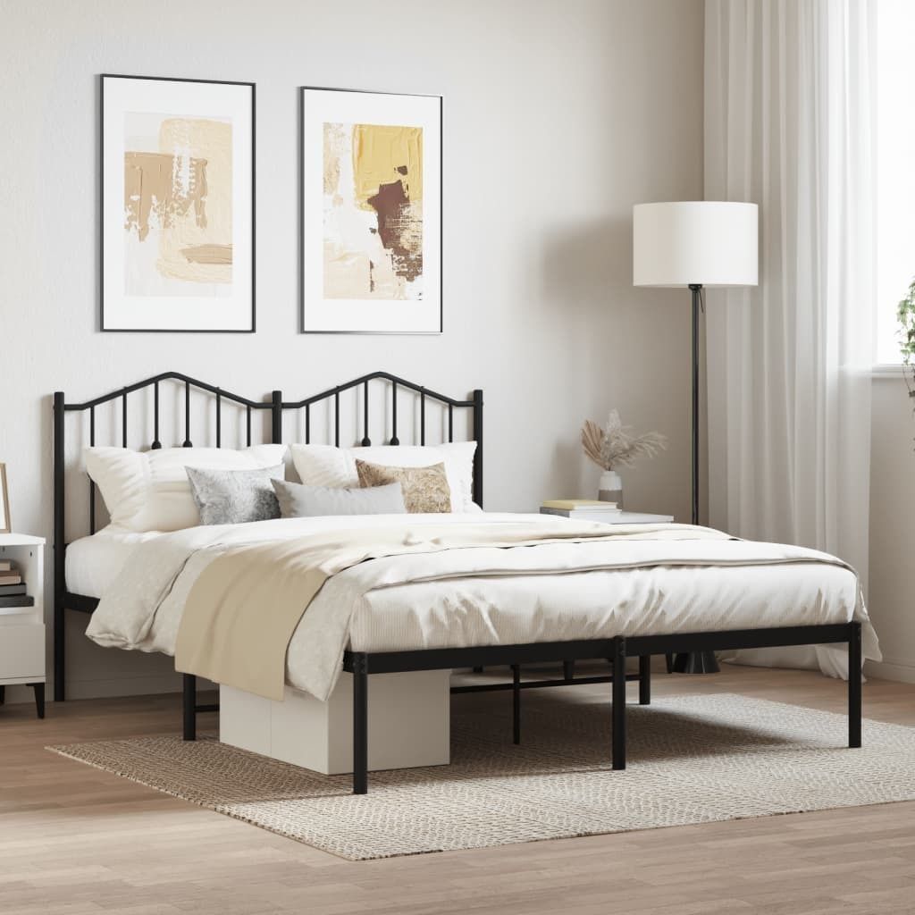 Maison Exclusive - Bettgestell mit Kopfteil Metall Schwarz 150x200 cm