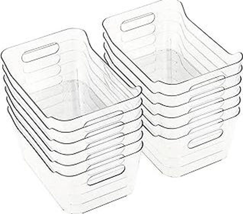 12 Stück KüHlschrank Organizer, Fridge Organizer, Stapelbare Organizer KüHlschrank Mit Griff für Speisekammer, Gefrierschrank, Schrank, Schubla...