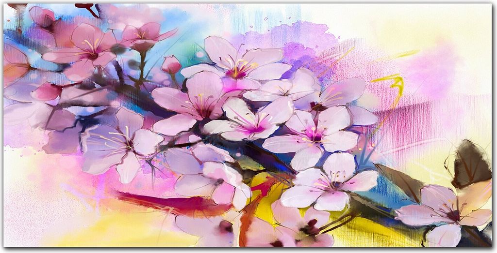 Coloray Bild aus Glas 140x70 gehärtetes Glas glasblock mit bild wohnzimmer Küche Dekoration wanddekoration - Blumen Natur