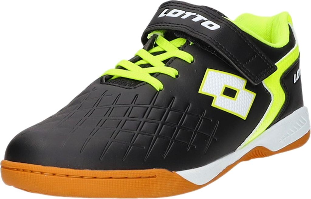 Lotto DASHER T Indoor Sportschuh Schwarz mit rutschfester Gummisohle und Elastikband-Klettverschluss