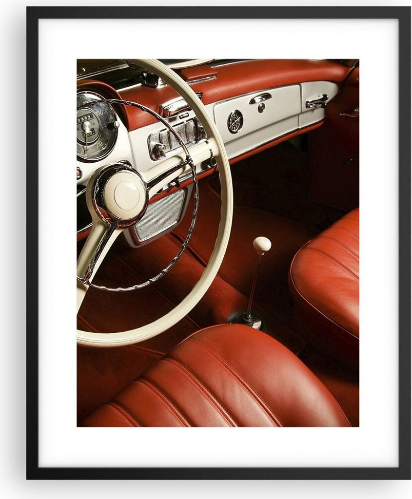 Gerahmtes Poster - Schwarzer Rahmen - Auto Innenraum Klassisch - 40x50 cm - Wand Bild - Wanddeko - Wandbilder - Wandposter - Bilderrahmen - Bilder ...