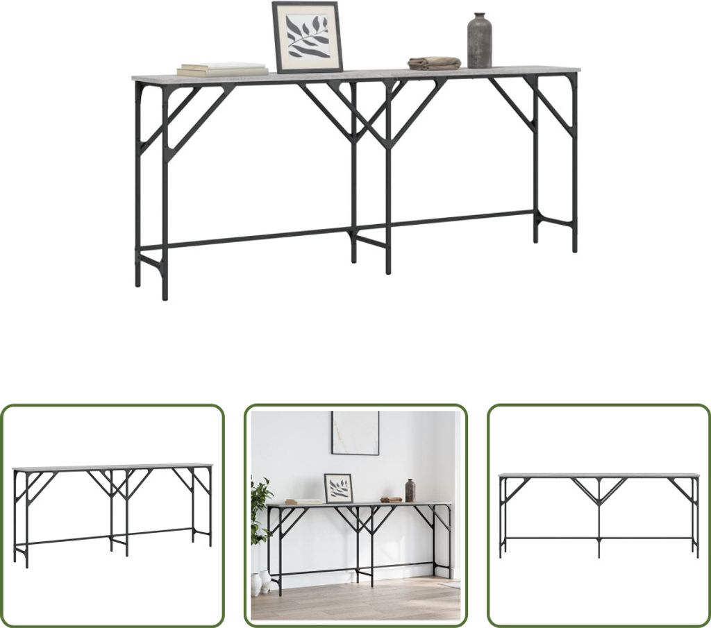 The Living Store Konsolentisch Grau Sonoma 180x29x75 cm Holzwerkstoff