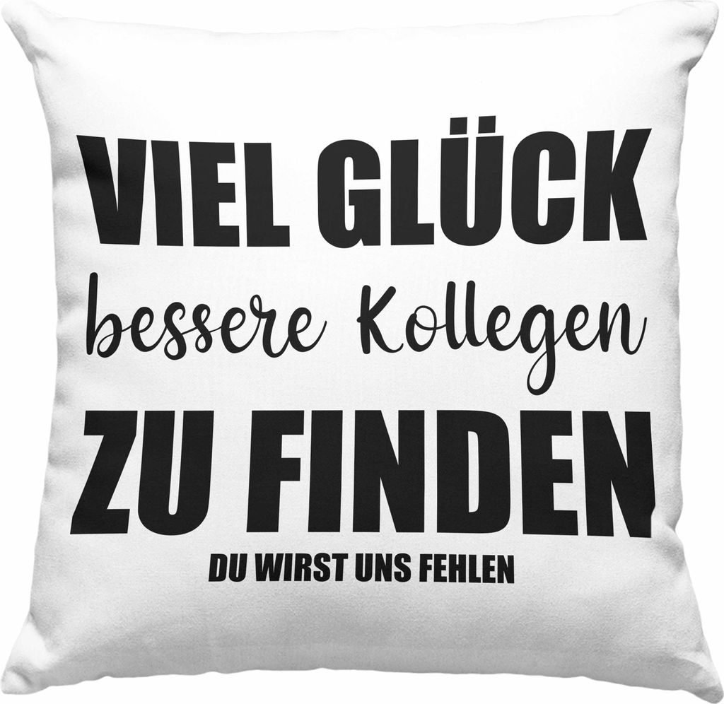 Jobwechsel Deko-Kissen mit Füllung 40x40 Geschenk Kollegin Kollege Lustig Abschiedsgeschenk Sprüche - Viel Glück (Rosa)