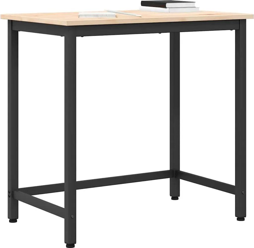 Scrivania Moderna vidaXL 80x50 cm Naturale - Tavolo Studio Acciaio