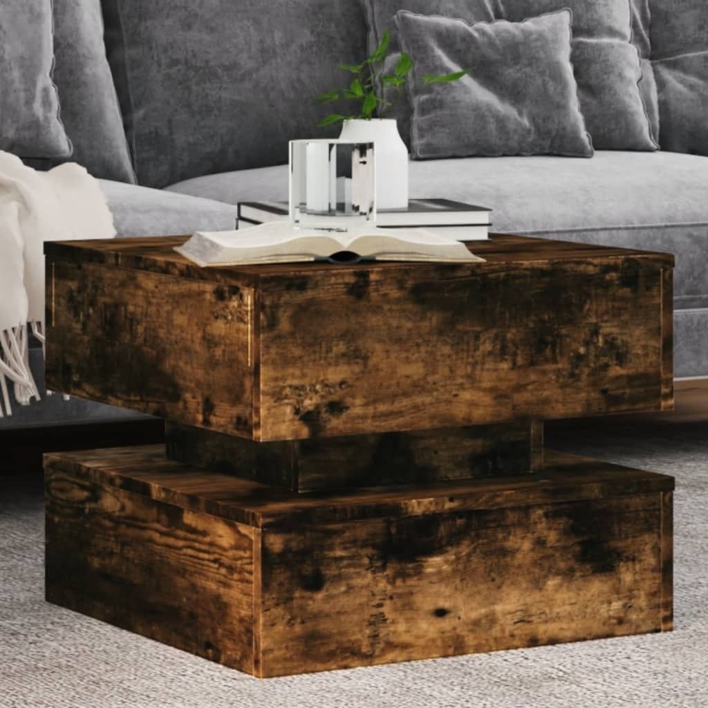 Maison Exclusive - Couchtisch mit LED-Leuchten Räuchereiche 50x50x40 cm