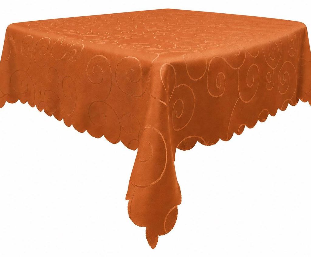 Tischdecke terracotta 90x90 cm damast Ornamente Mitteldecke Produktbild 