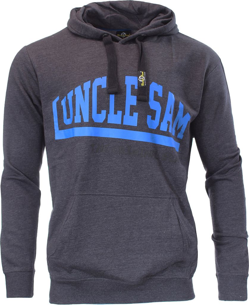 Uncle Sam Hoodie mit Kapuze, Herren Sport Freizeit Pullover Anthrazit-L