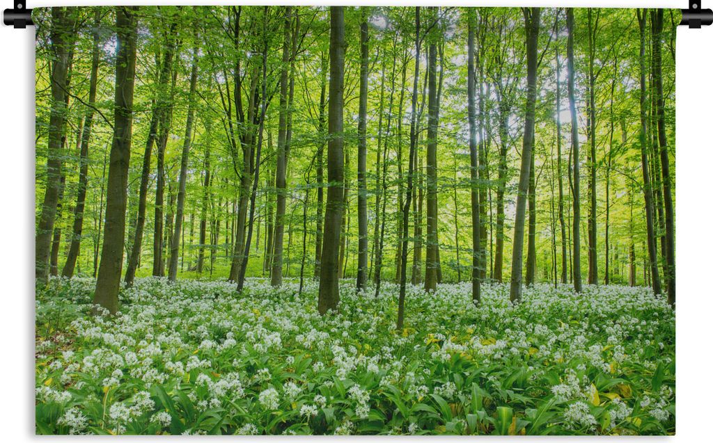 MuchoWow Wandteppich Wandbehang Wald - Bäume - Grün 150x100 cm Tapisserie Dekoration Wandtuch - Waschbar - Tapisserien - Wand-Decke