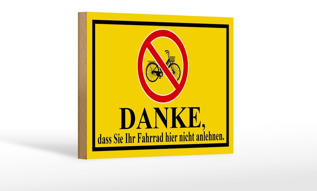 Holzschild Hinweis 18x12cm Danke Fahrrad nicht anlehnen