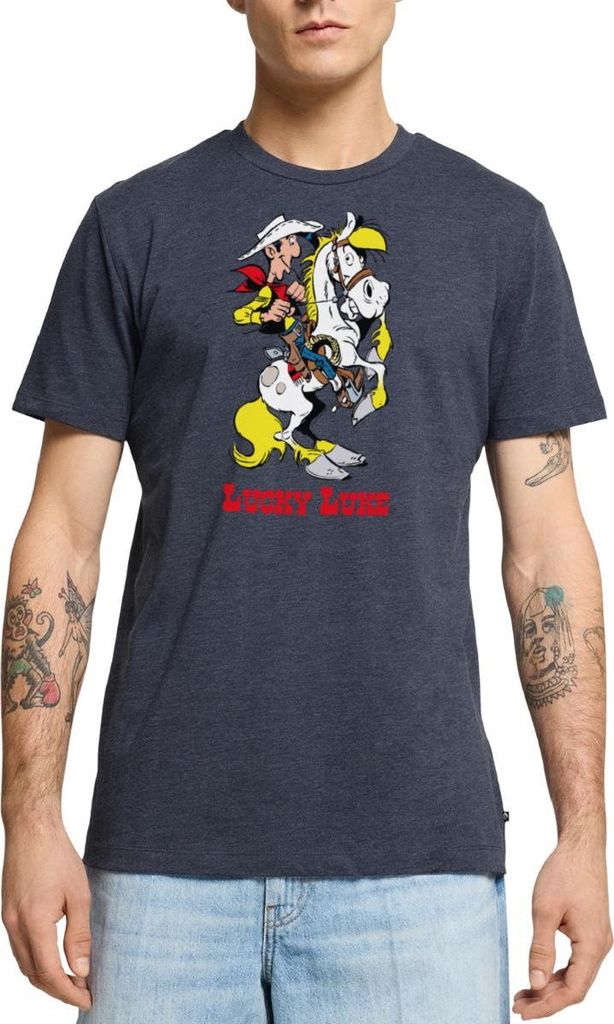 Spreadshirt Lucky Luke mit Pferd Jolly Jumper Männer Premium T-Shirt, XS, Jeansblau