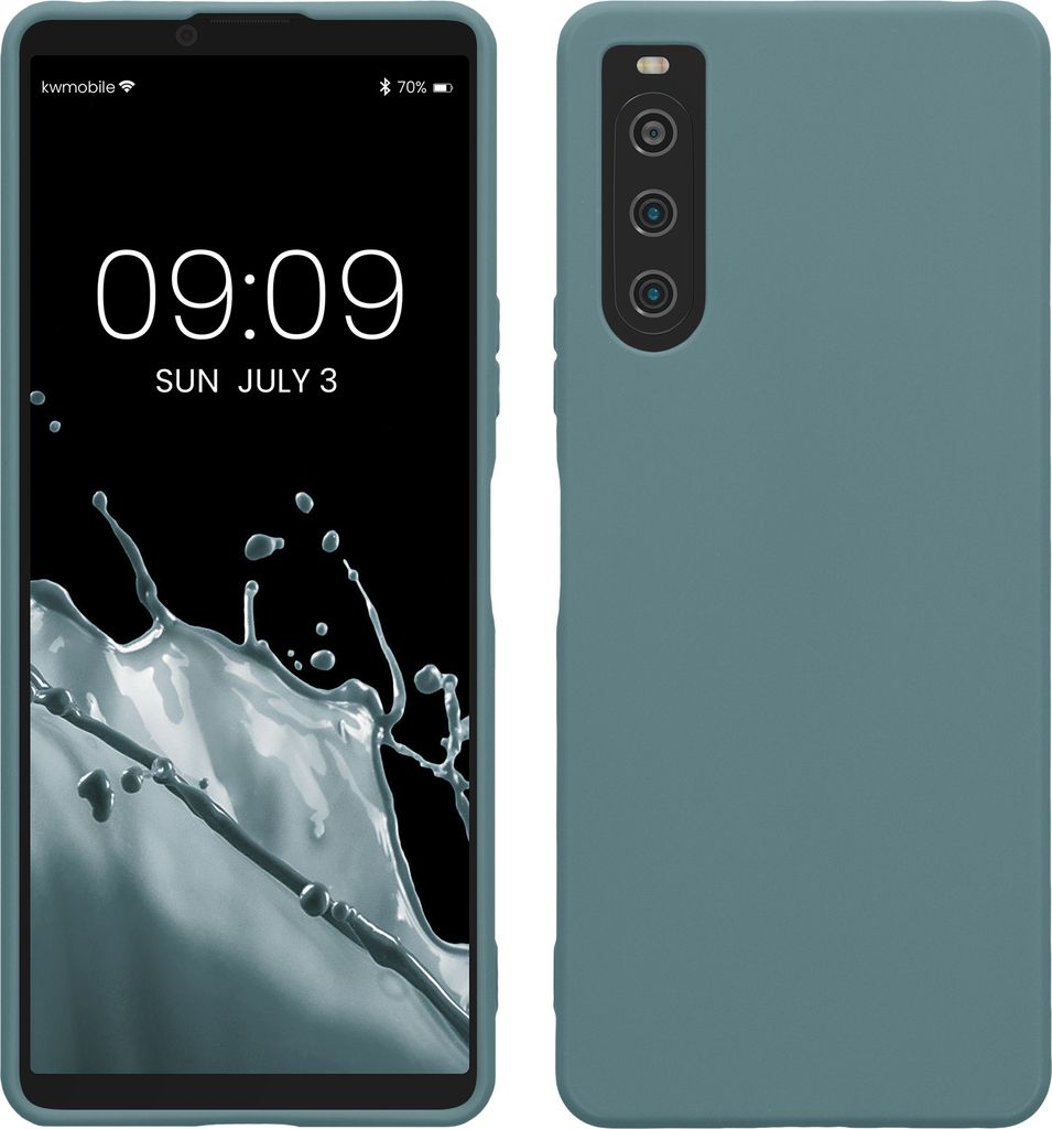 kwmobile Hülle kompatibel mit Sony Xperia 10 V Hülle - weiches TPU Silikon Case - Cover geeignet für kabelloses Laden - Arctic Night