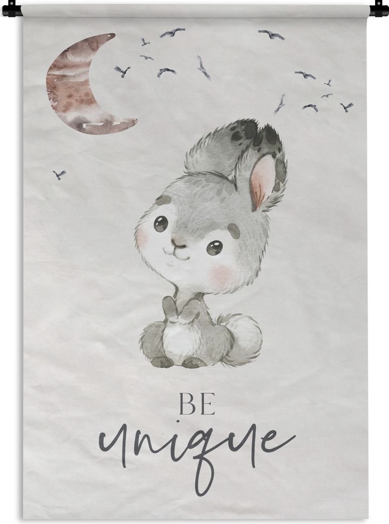 MuchoWow Wandteppich Wandbehang Zitate - Kinder - Einzigartig sein - Jungen - Mädchen - Aquarellieren 120x180 cm Tapisserie Dekoration Wandtuch ...