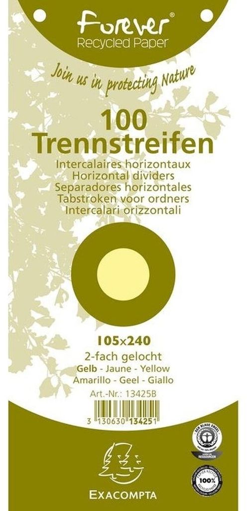 EXACOMPTA Trennstreifen 105 x 240 mm, gelb, 180 g/qm Image du produit 
