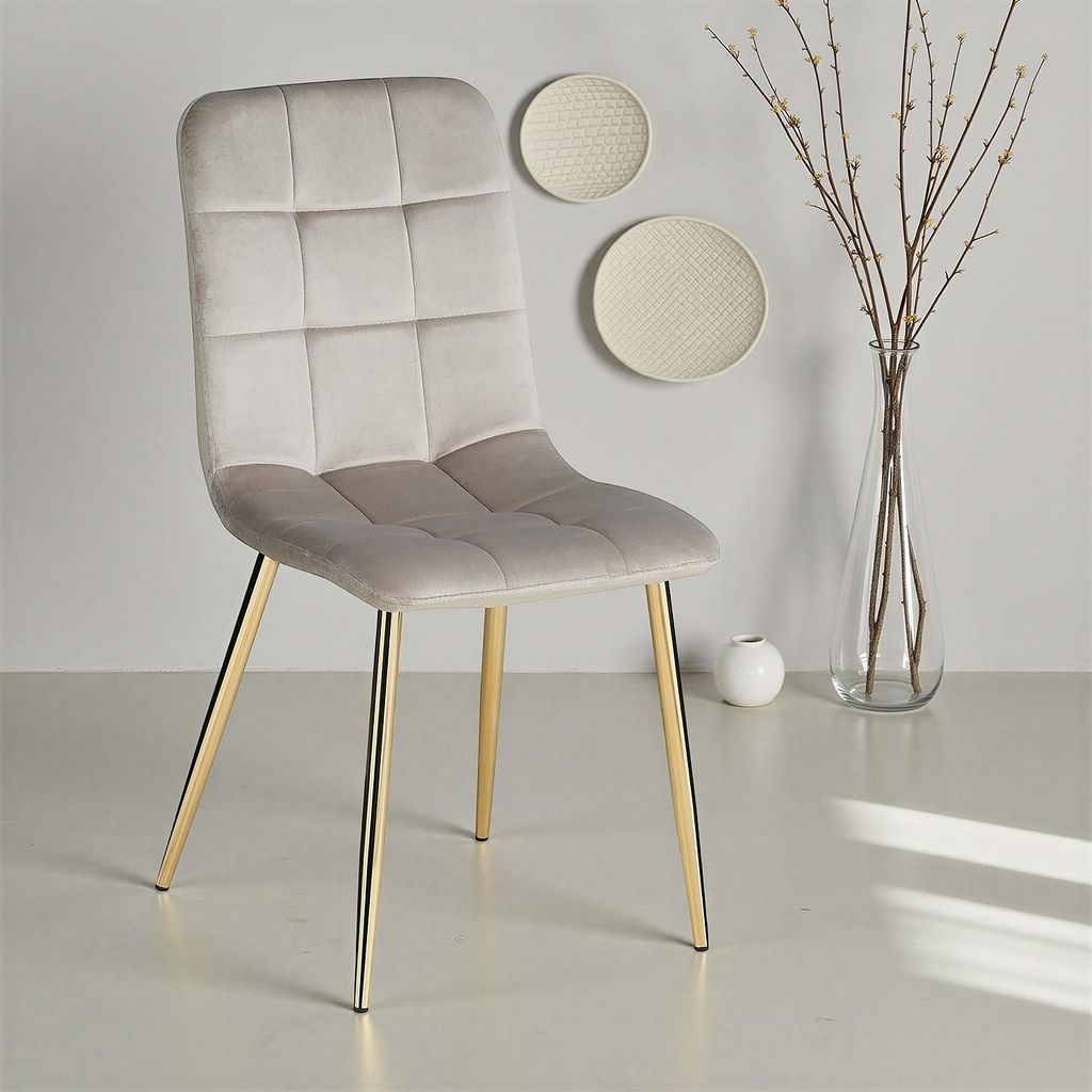 Homestyle4u Esszimmerstühle 4er Set Samt Gold Polsterstuhl Produktbild 