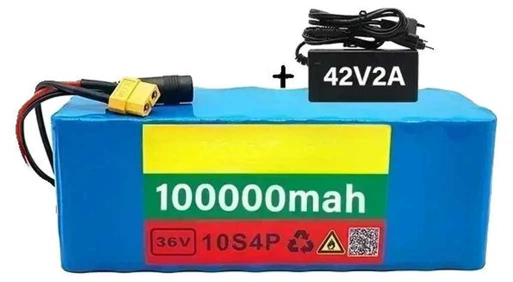 Batterie 36V 100Ah Grande Capacité 10S4P avec Connectiques XT60 et DC