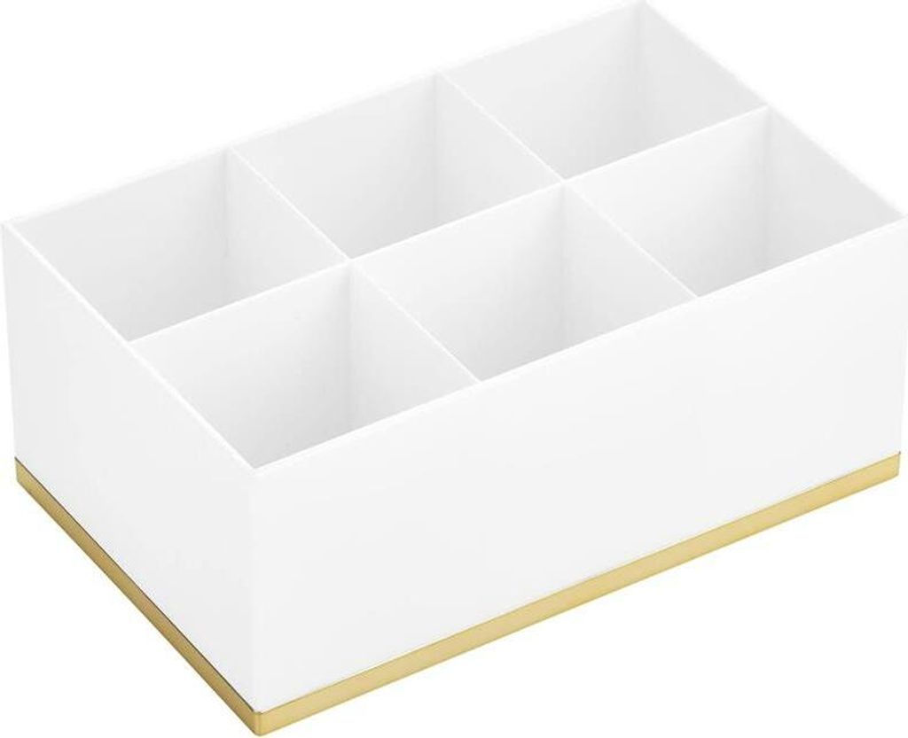 Make-up Organizer Aufbewahrung 6 Fächer Kunststoff mDesign weiß Messingfarben