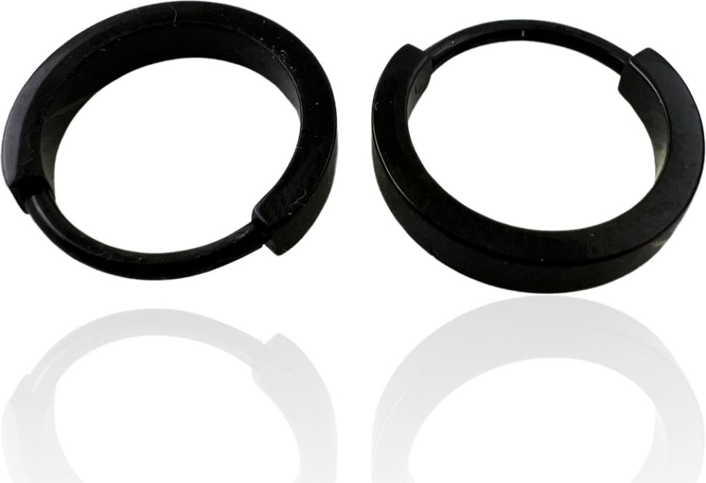 Titan Creolen Ohrringe 13mm in verschiedenen Farben Farbe - Schwarz Breite - 2,5 mm