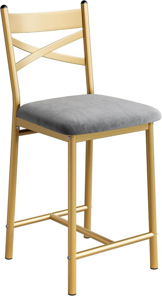 Barhocker 4er Set Sitzhöhe 56 cm Metall X Rückenlehne Produktbild 