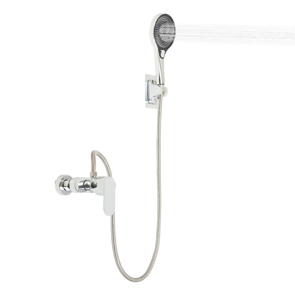 Brausegarnitur Duschmischbatterie mit Handbrause Silber  Produktbild 