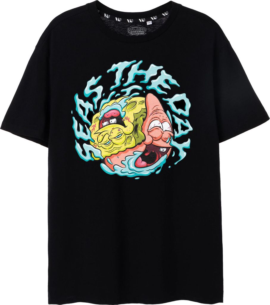 SpongeBob SquarePants - "Seas The Day" T-Shirt für Herren kurzärmlig NS8003 (M) (Schwarz)