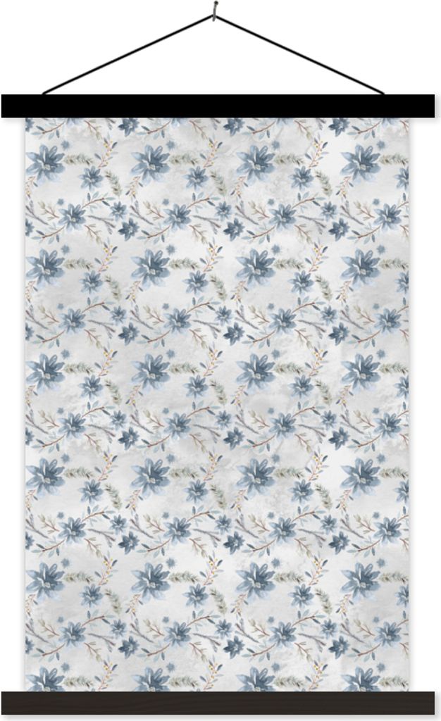 MuchoWow Textilposter Vintage - Girlande - Grau 60x90 cm mit schwarzem Rahmen - Poster Wohnzimmer