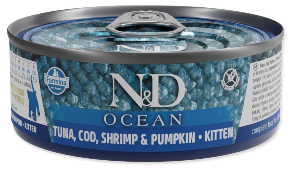 Konzerva N&D Kitten Ocean Tuna, Cod, Shrimp & Pumpkin 70g Obrázok produktu 