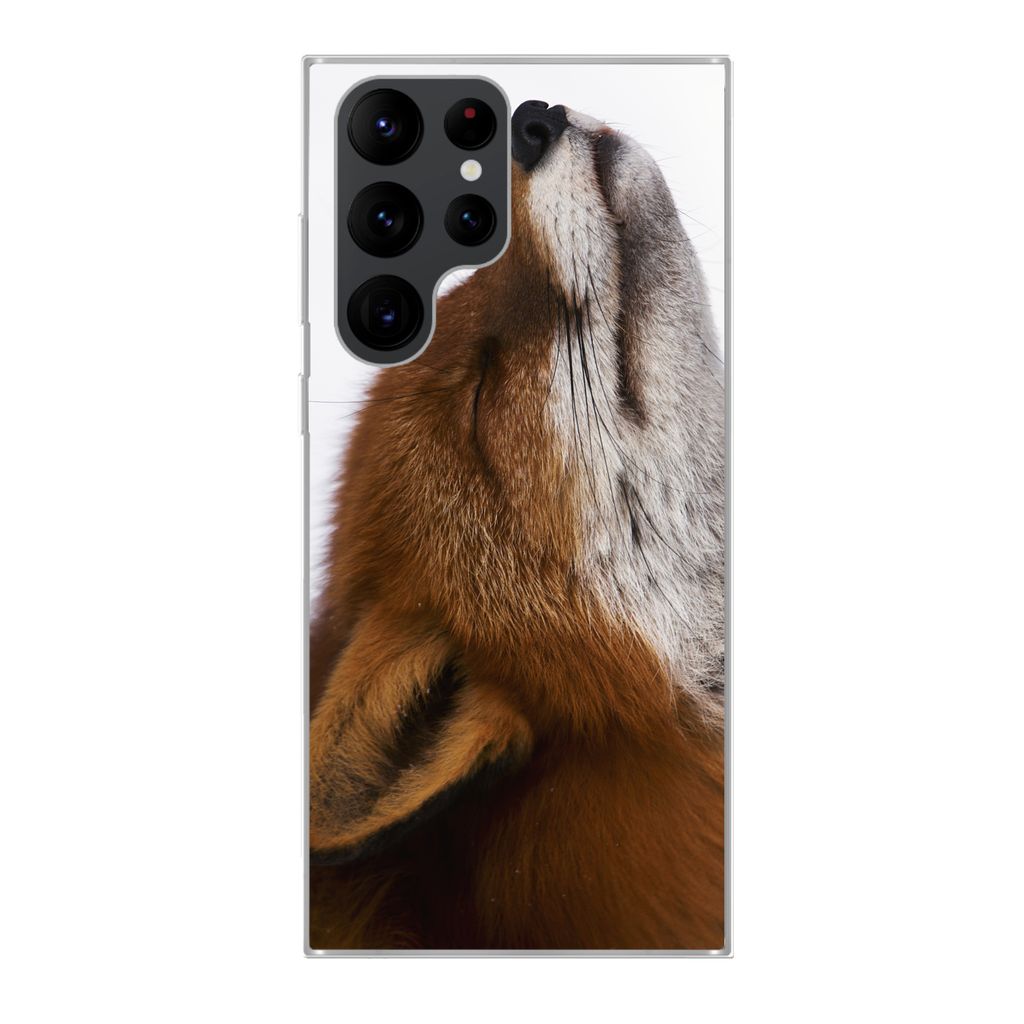 MuchoWow Handyhülle Schutzhülle Hülle für Samsung Galaxy S22 Ultra Fuchs - Nase - Weiß Silikon Softcase Handy Hülle - Abbildung