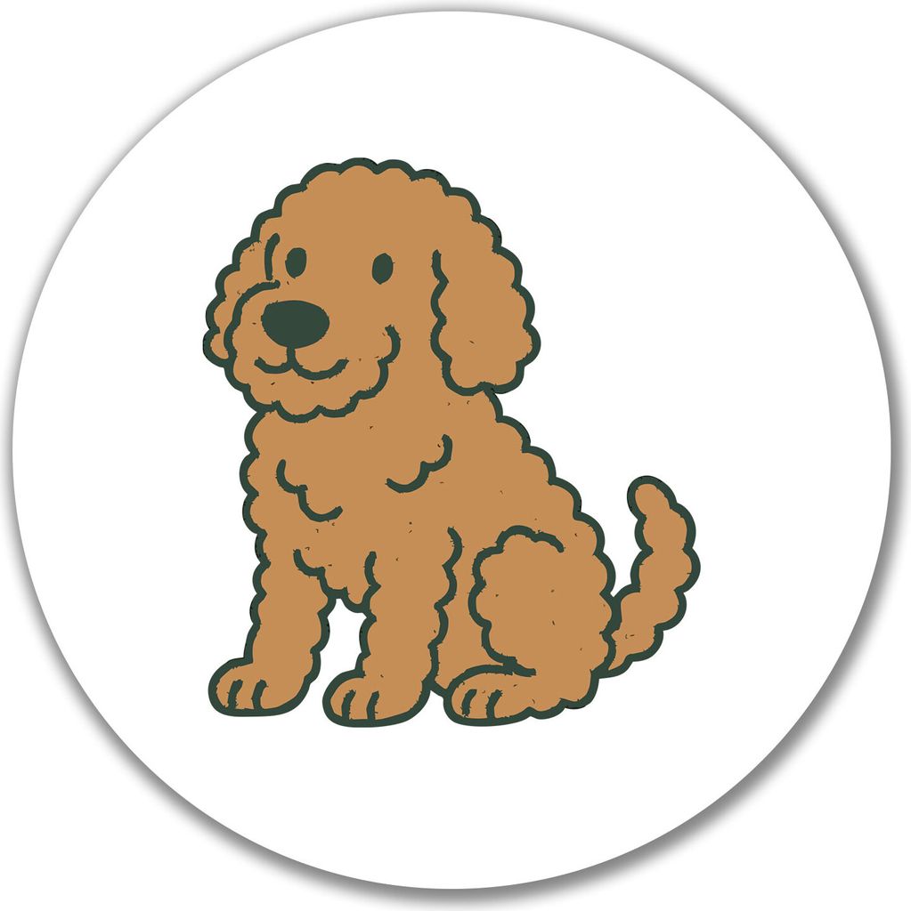 Huuraa Aufkleber Labradoodle Comic Labradoo 10cm rund Sticker Geschenkidee