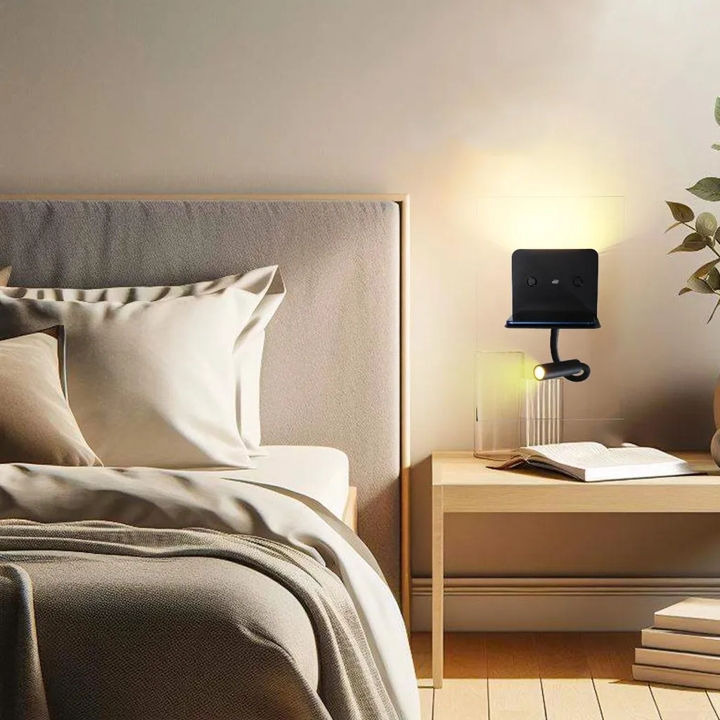 Applique murale gain de place avec liseuse LED et port USB pour smartphone - 4