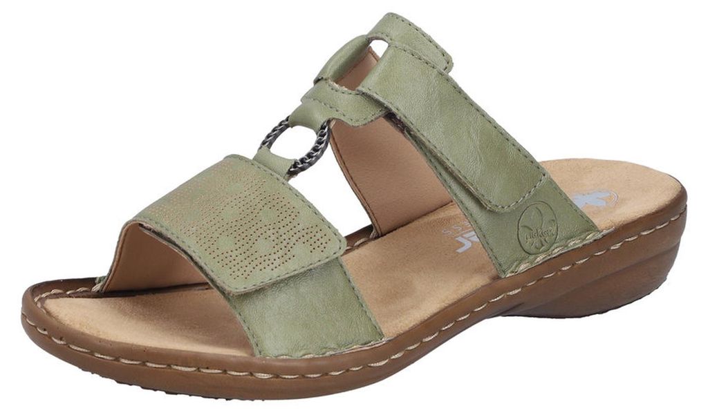 Rieker Damen Pantolette mit Klettverschluss und T-Riemen Produktbild 