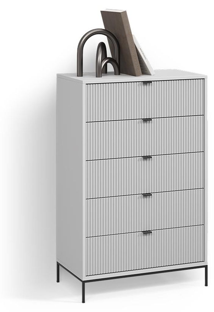 Kommode Livinity Aterno Grau 76 x 120 cm mit 5 Schubladen, Model 58935