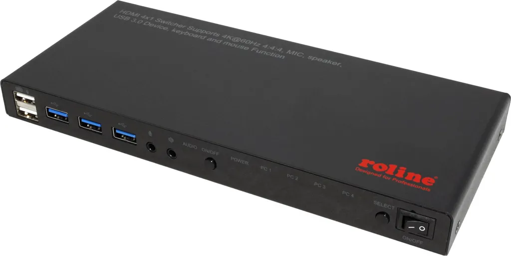 KVM HDMI 4K Ultra HD Roline - Hub USB 3.0 et Commutation Ultra Rapide