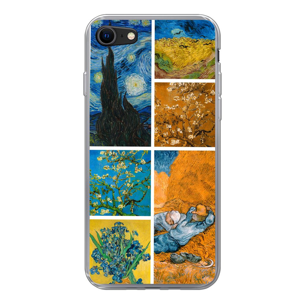 MuchoWow Handyhülle Schutzhülle Hülle für iPhone SE 2022 Van Gogh - Collage - Alte Meister Silikon Softcase Handy Hülle - Schutzhülle