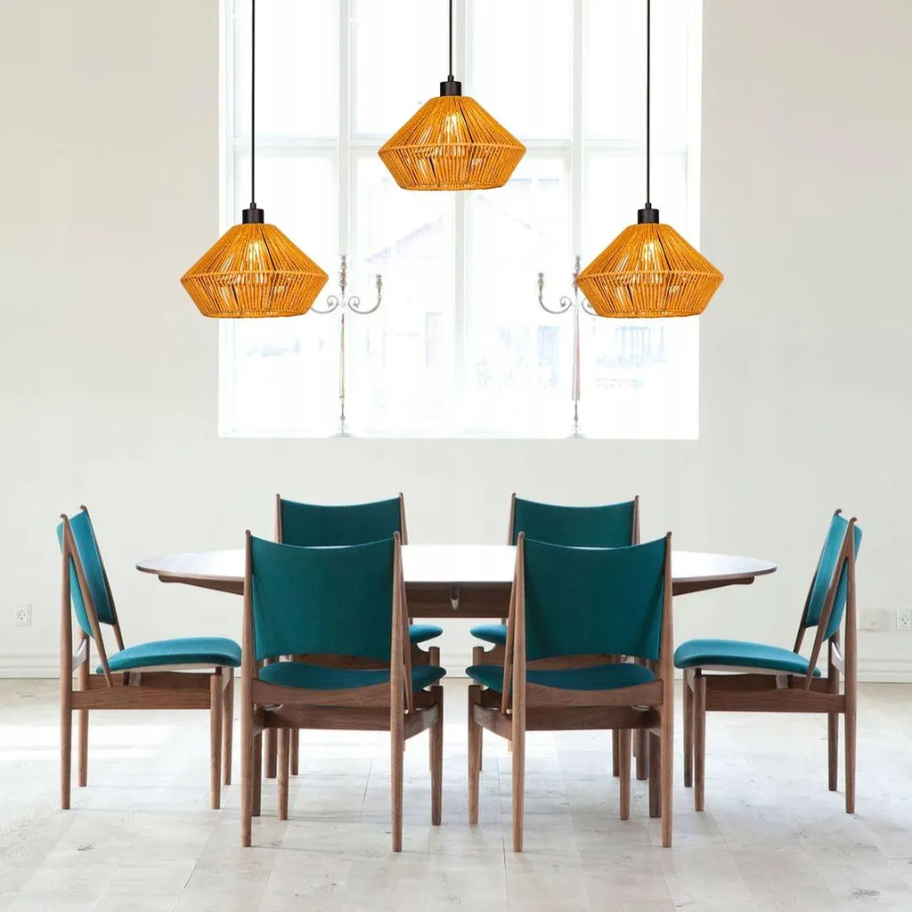Lampada a sospensione in bambù BOHO rattan legno Loft - 2