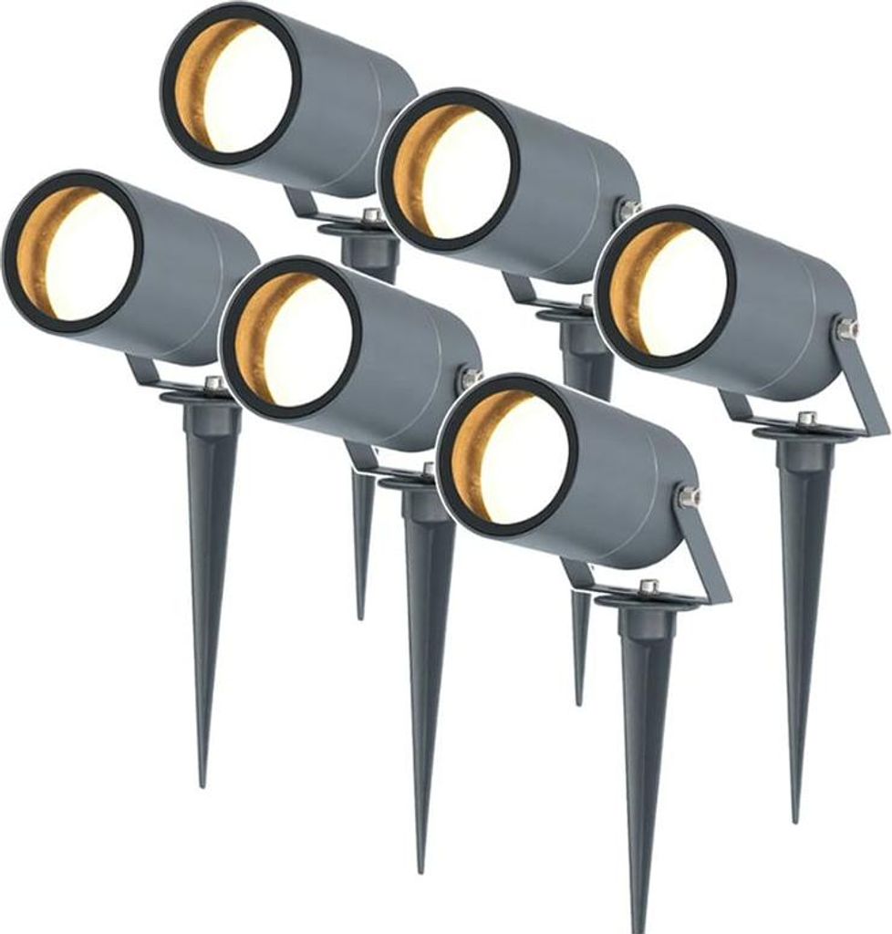hoftronic LED Gartenstrahler Spikey 6er Set Dimmbar IP65 Anthrazit