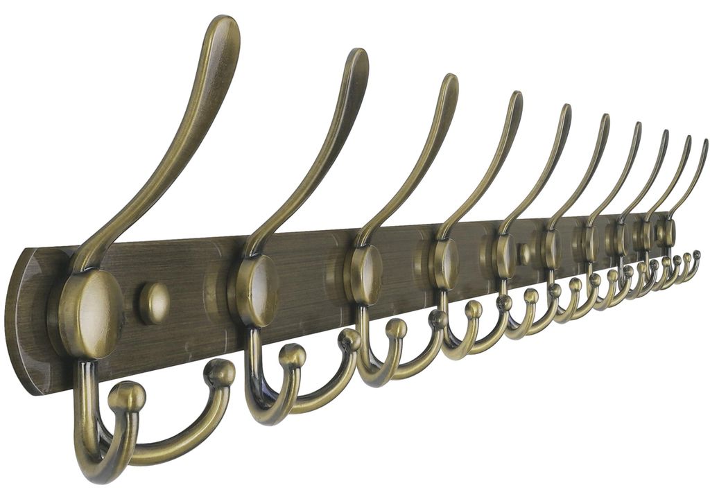 Garderobenständer mit 10 Haken, robust, 96 cm lang, Wandgarderobe aus Edelstahl, Hakenleiste für Kleidung, Mäntel, Hüte, Handtücher, Handtasch...
