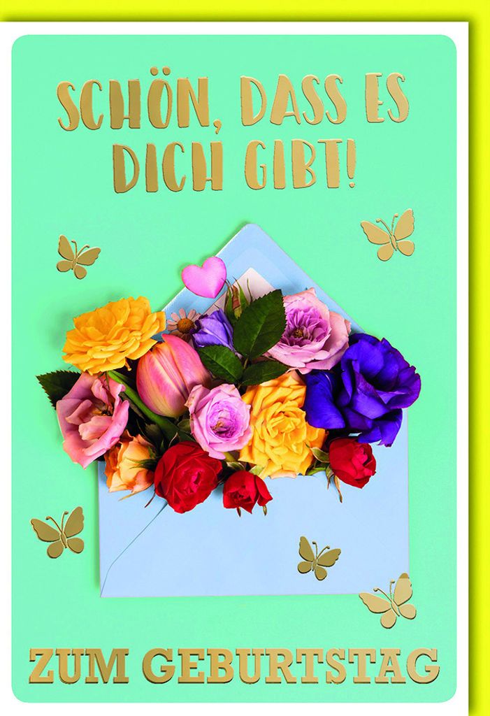 Geburtstag - Glückwunschkarte im Format 11,5 x 17 cm mit Produktbild 