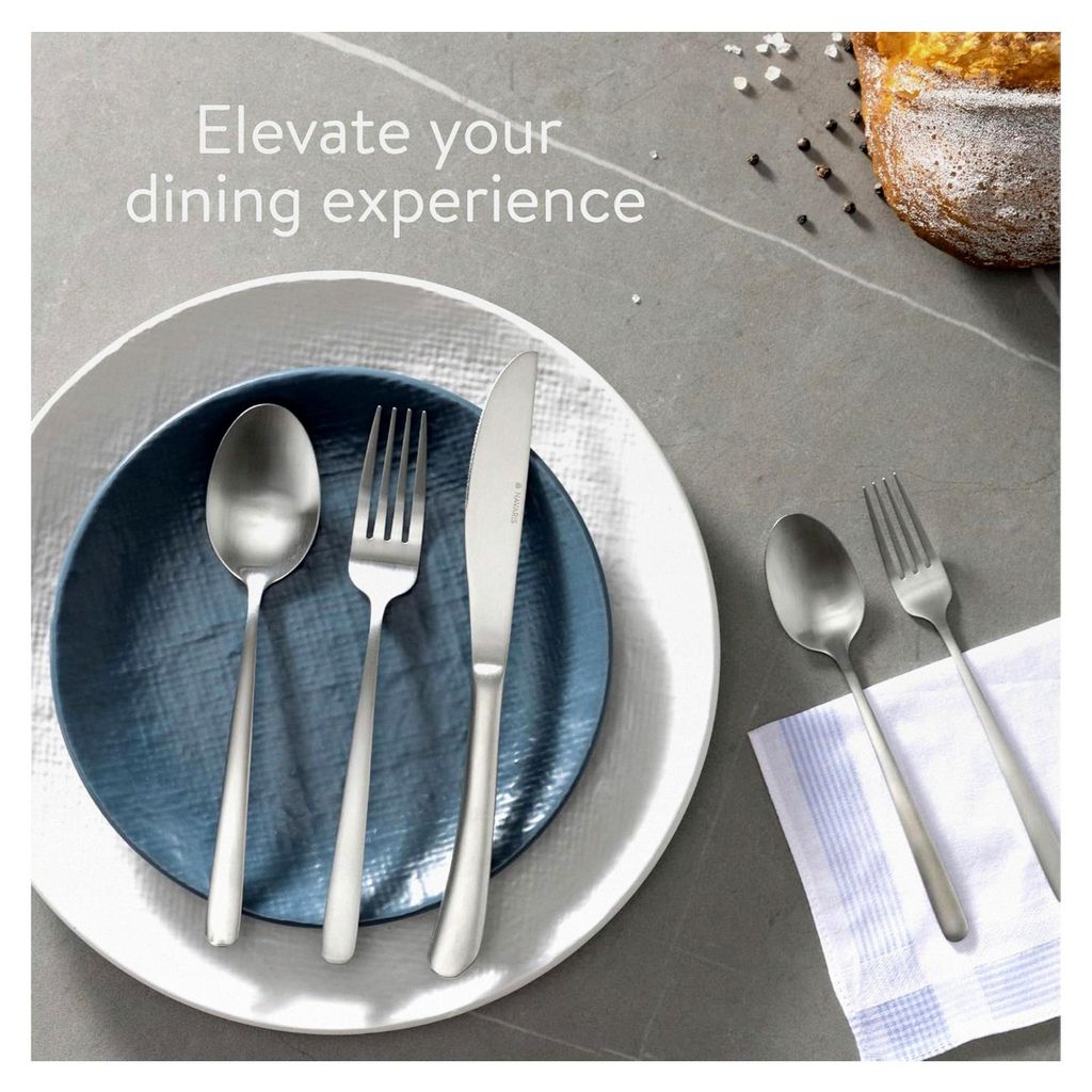 Edelstahl Besteckset für 12 Personen - 60-teiliges Set in Satin Silber Finish - Besteck aus Edelstahl 18/0 - Löffel, Messer und Gabel - Matt