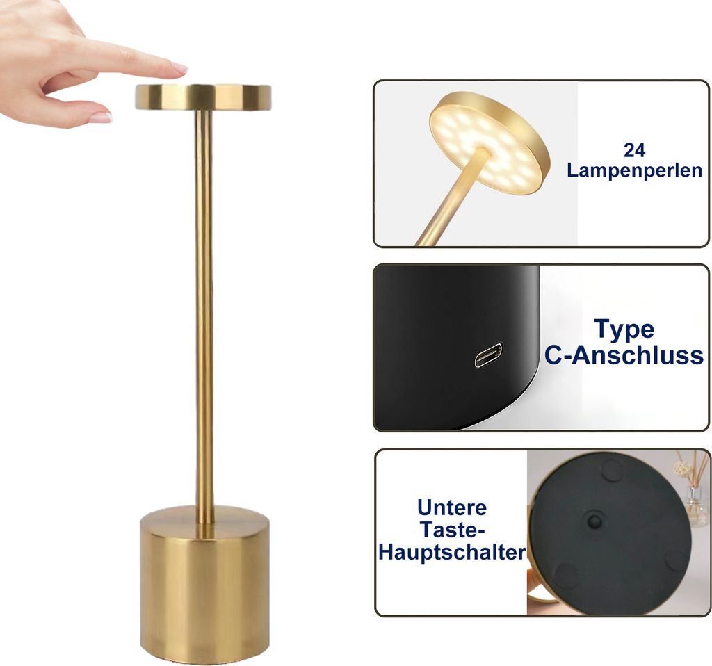 Nachttischlampen, Tischlampe, Stufenlos Dimmbar LED Produktbild 11