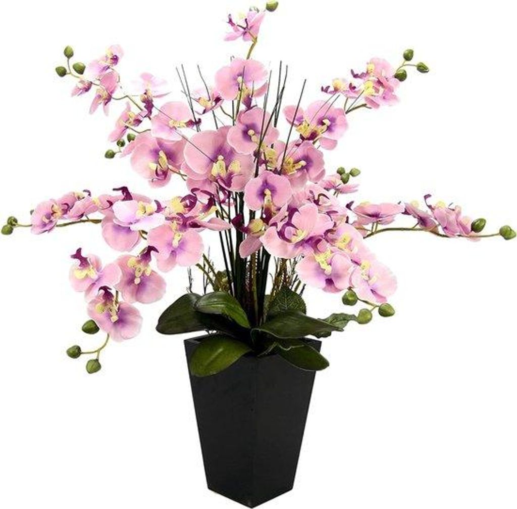 Realistische Kunstorchidee in Topf - Phalaenopsis Kunstblume Vlinder Dekoration - Realistische Blumen Kunstpflanze für Hochzeit