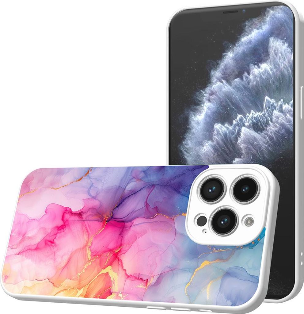 Smartphonica Handyhülle Geeignet für iPhone 11 Pro Max mit Regenbogen-Marmor-Druck - TPU Back Cover Case Regenbogen-Marmor Design - Weiß