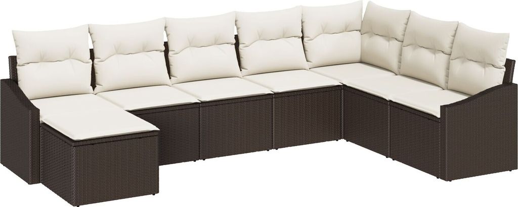 Möbel 8-teiliges Garten Sofa Set mit Kissen Braun Poly Rattan - Gartensofas 3346838