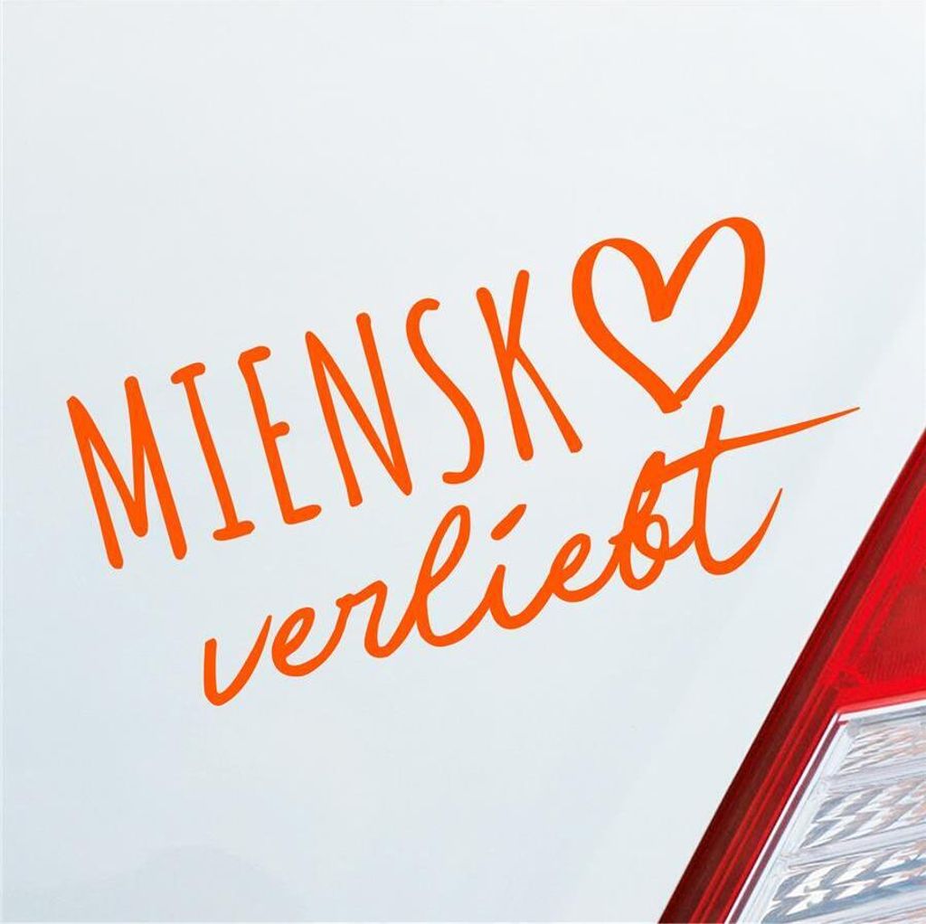 Auto Aufkleber Miensk verliebt Herz Stadt Heimat Liebe Car 19x9 cm Orange Sticker Heckscheibenaufkleber