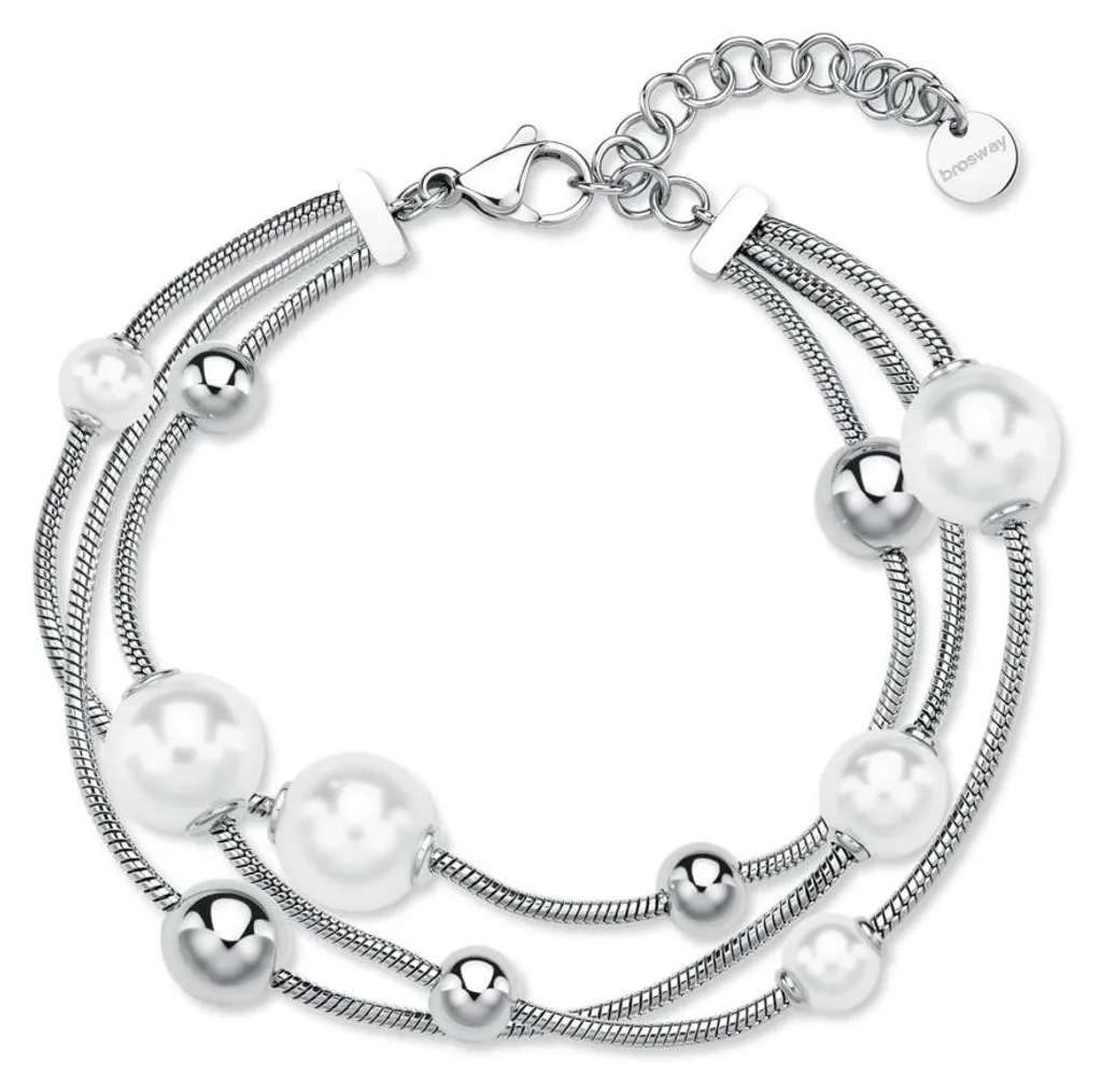 Bracelet multirang en acier inoxydable et perles pour femme BPC58