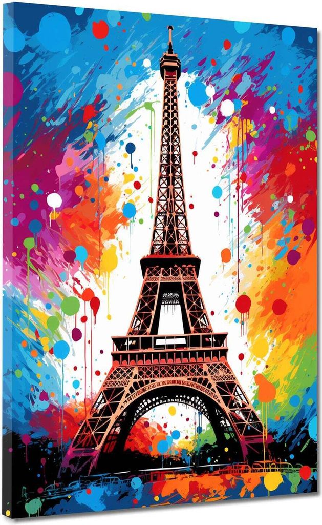 Leinwandbild Wandbild Kunstdruck XXL Wanddeko Eiffelturm Paris: 60x80x4cm