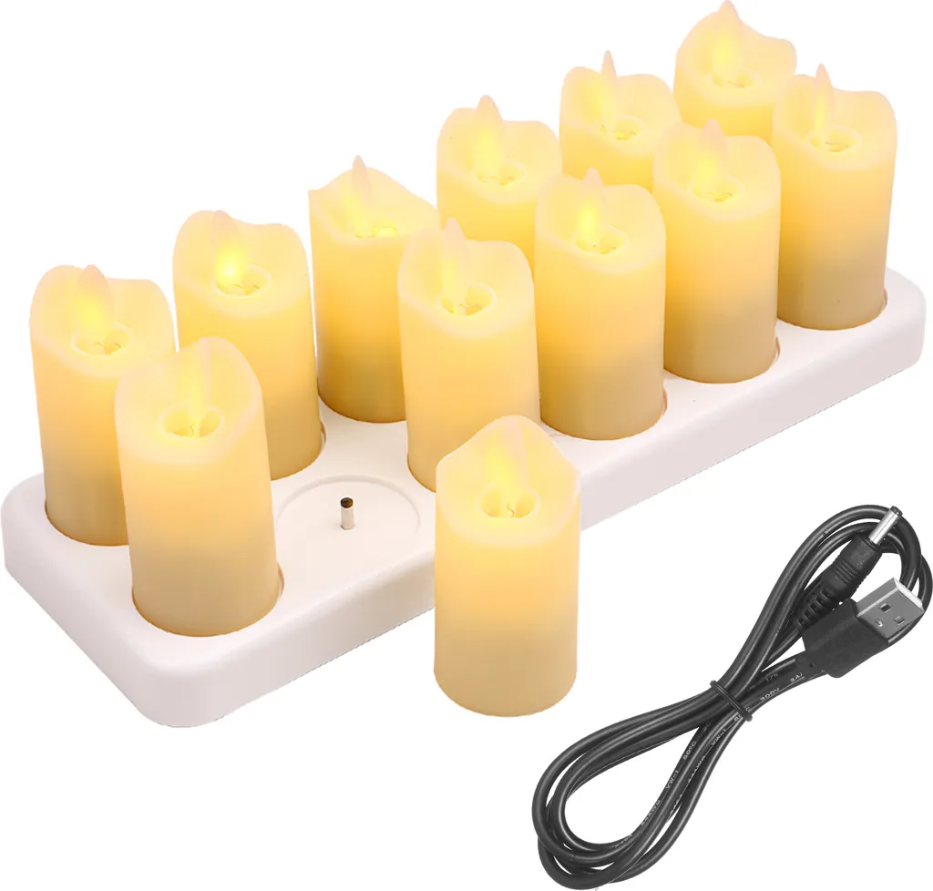 Set 12 Candele LED Luce Gialla Calda per Matrimoni e Anniversari