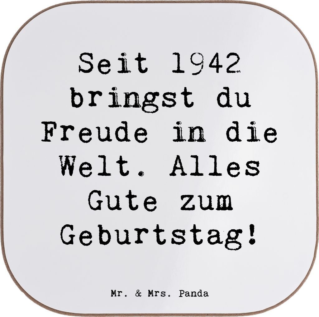 Mr. & Mrs. Panda Tischuntersetzer Spruch 1942 Geburtstag Freude - Weiß - Geschenk, Lächeln und Lebensfreude, Seit, Coaster, in die Welt, Unterset...