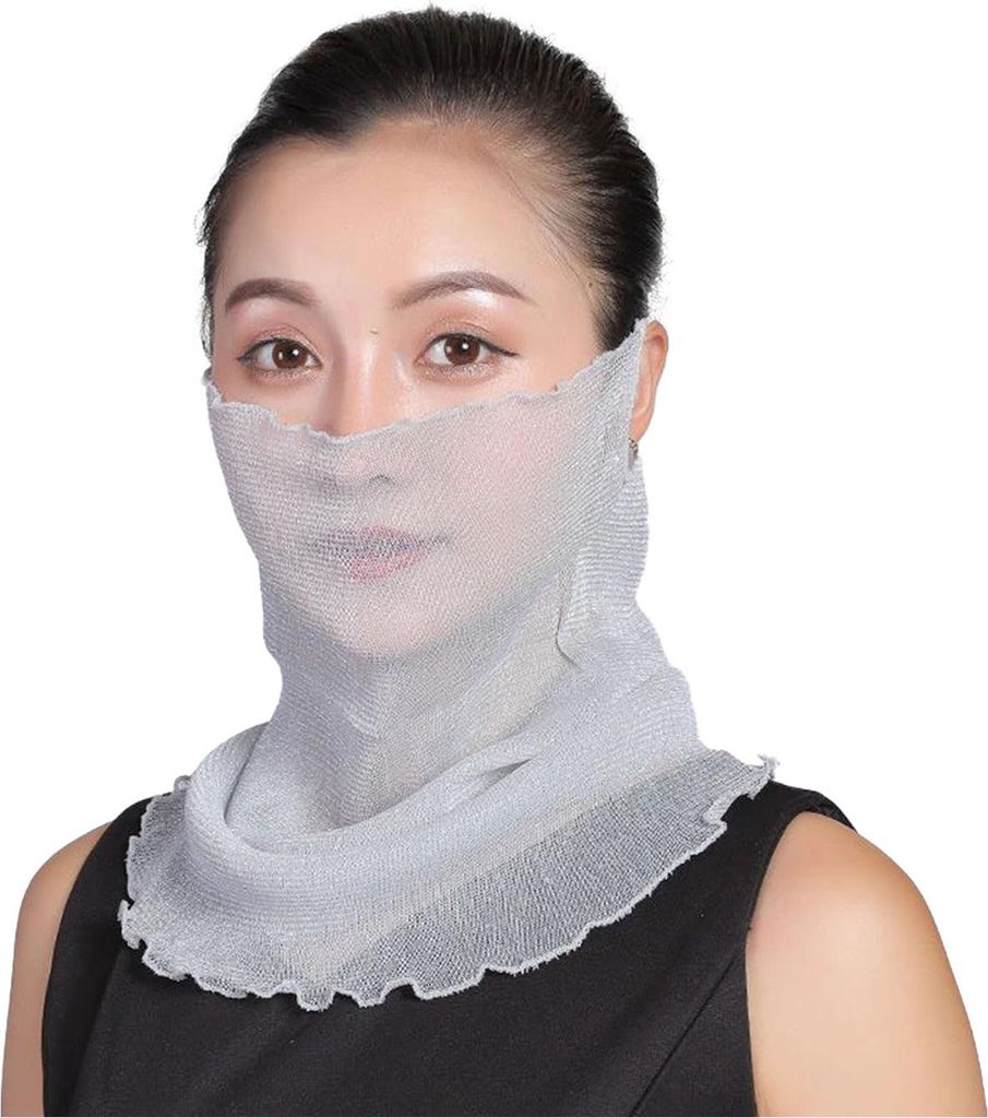 Chiffon-Halstuch mit Ohrschlaufen für Damen, atmungsaktiv, UV-Sonnenschutz, Gesichts-Bandana-Schal für Outdoor-Radtouren